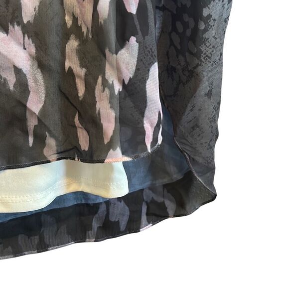 Animal Print Blouse Women's Multi Sheer Top Flowy Oversized - Picture 3 of 5